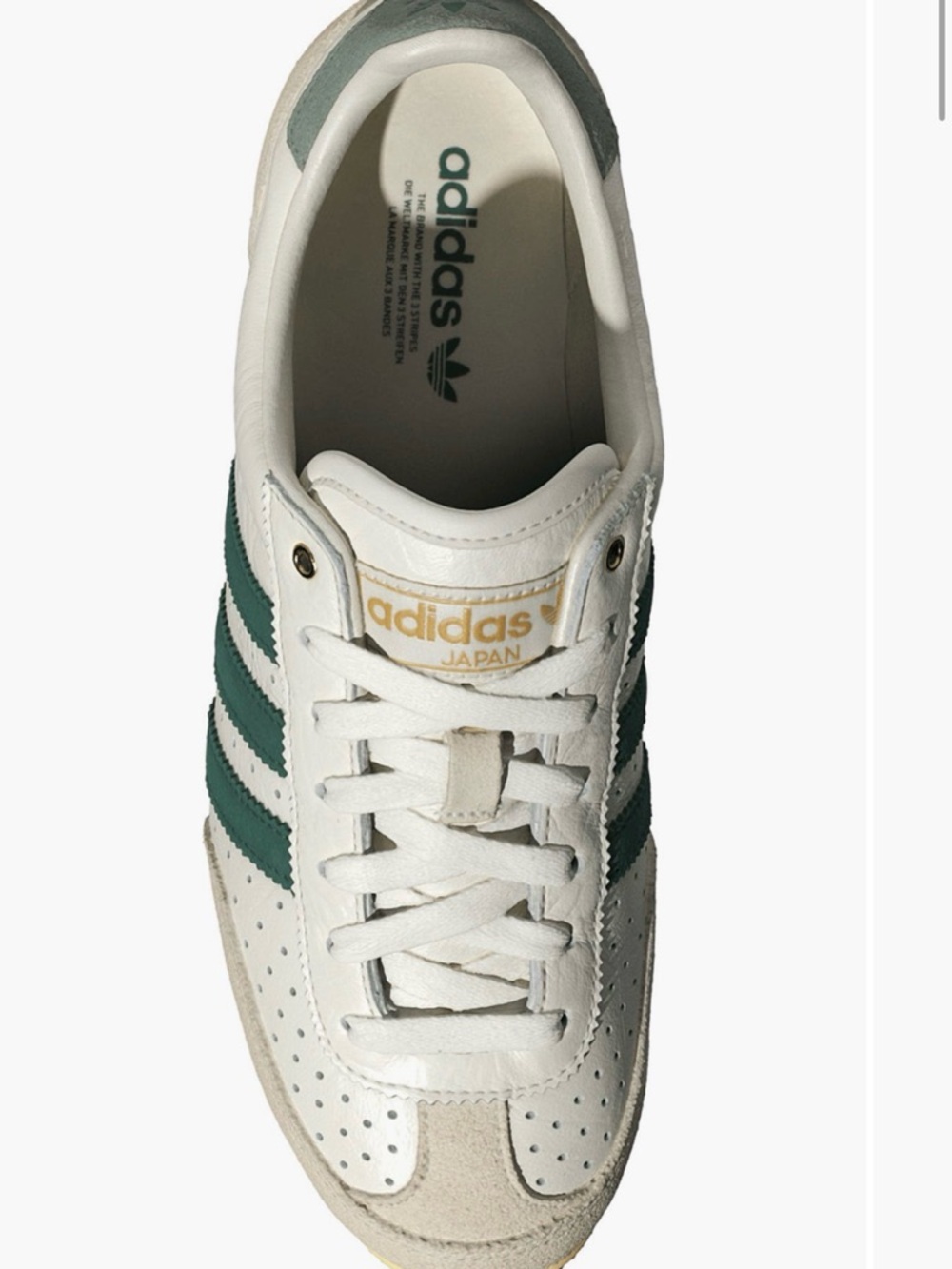 adidas Japan Leather Sneakers in Off, Green & Cream Never Worn forgot to return - Picture 4 of 5